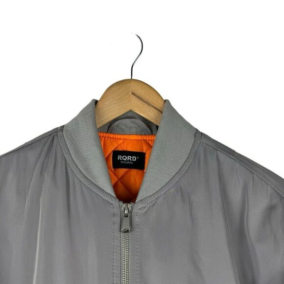 RQRD Men's Grey Quilted Orange Lined Pilot Flight Bomber Jacket US S - Picture 5 of 11